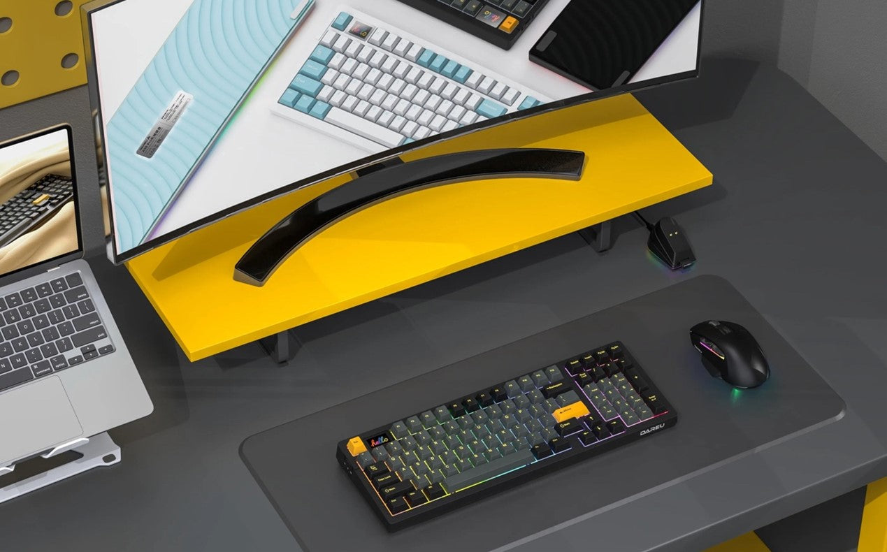 98-key mechanical keyboard with customizable RGB lighting and ergonomic design for gaming and productivity