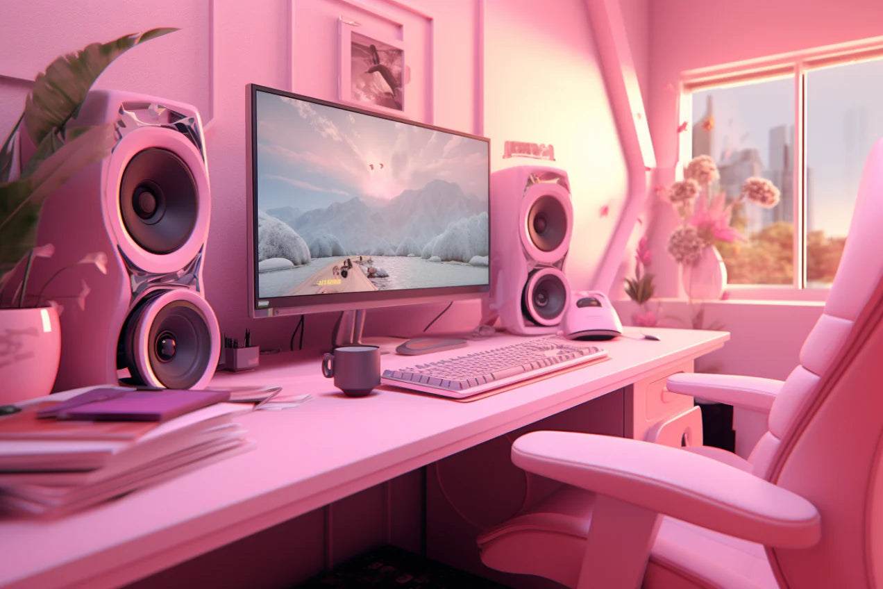 How to turn your gaming nook into a statement with a cute computer setup - Dareu