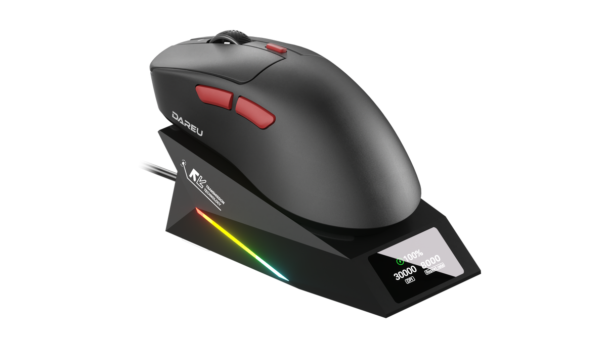 DAREU AE7 Pro | Tri-Mode Keel Structure Dual 8k Gaming Mouse with Charging Dock - Dareu