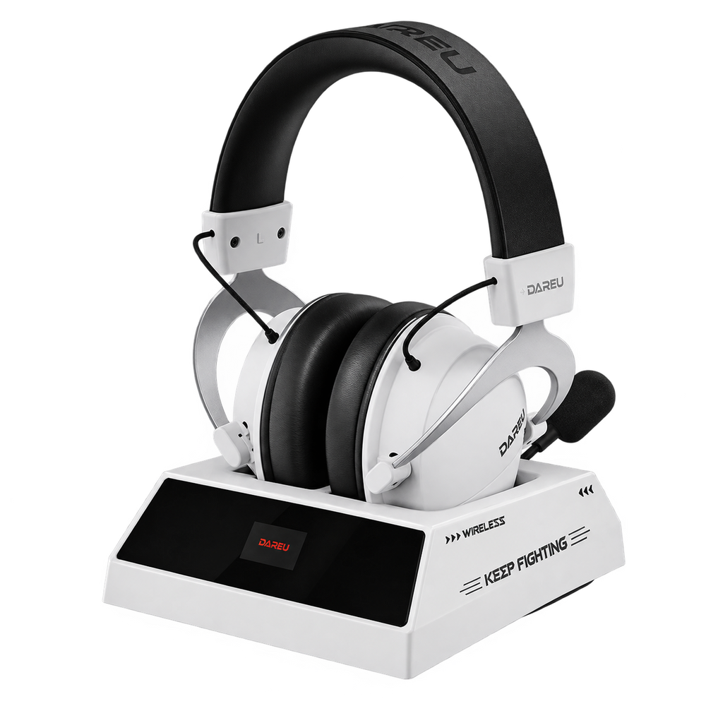 Headphone Gamer Sem Fio Dual-Mode Dareu A3 Max com Drivers de 53mm, Bateria de Mais de 100 Horas, Dock de Carregamento Magnético